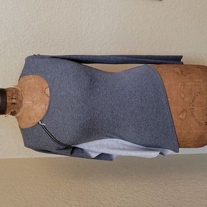 NWOT WOMENS POLECI ASYMMETRICAL HEM GREY TOP SIZE XS